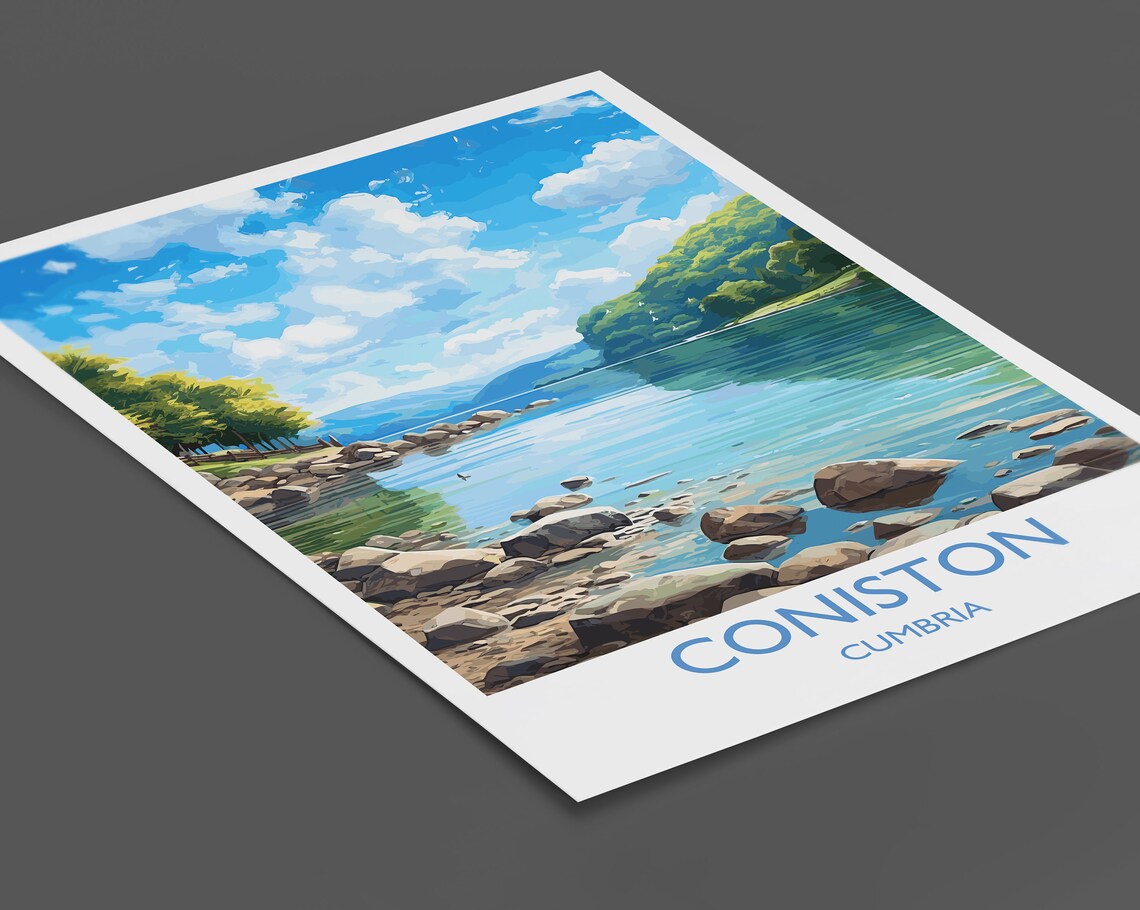 Coniston Travel Poster, Lake District Art Print - Image 2