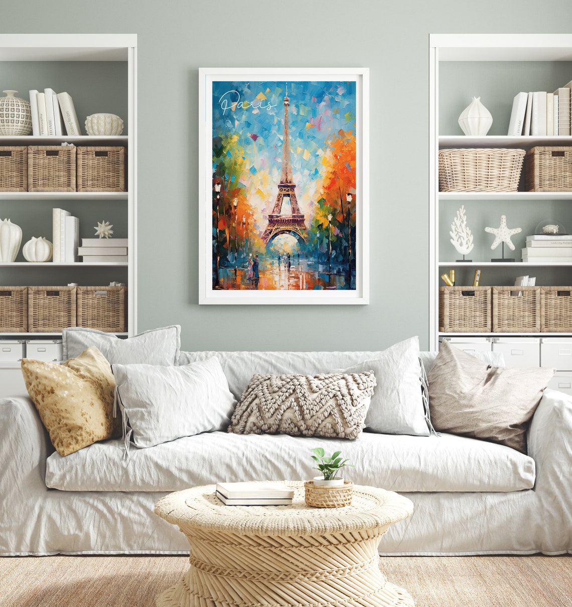 Eiffel Tower Autumn Trees Paris France Romantic Scene Poster - Image 2