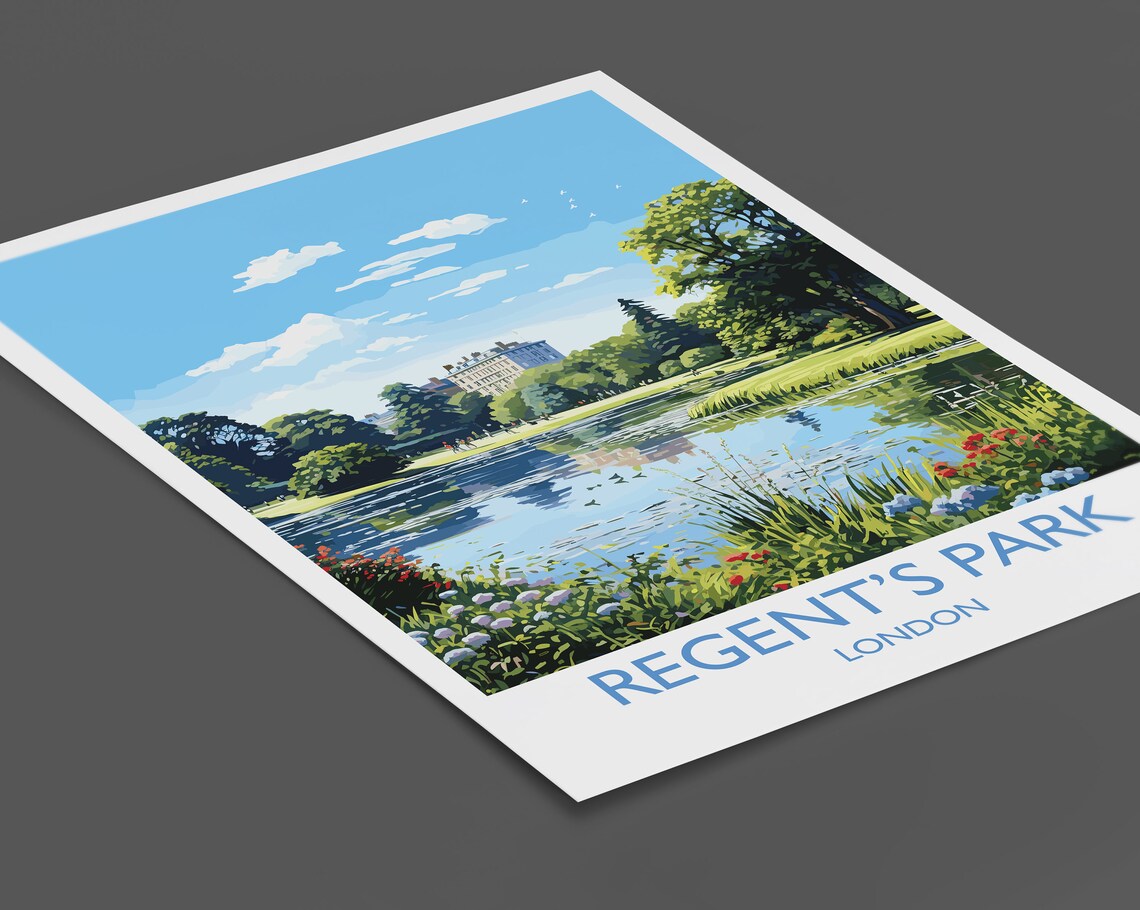 Regent's Park London Lake Flower Garden Summer Park Scene Poster - Image 2
