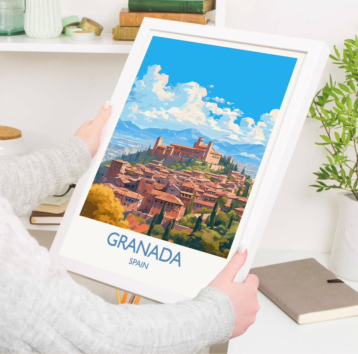 Granada Spain Alhambra Palace City View Scenes Travel Poster - Image 5