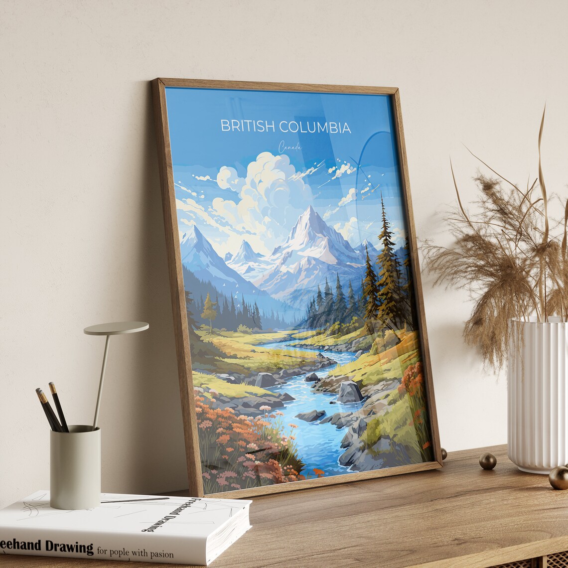British Columbia Canada Wildflower River Banks Pine Forest Poster - Image 2