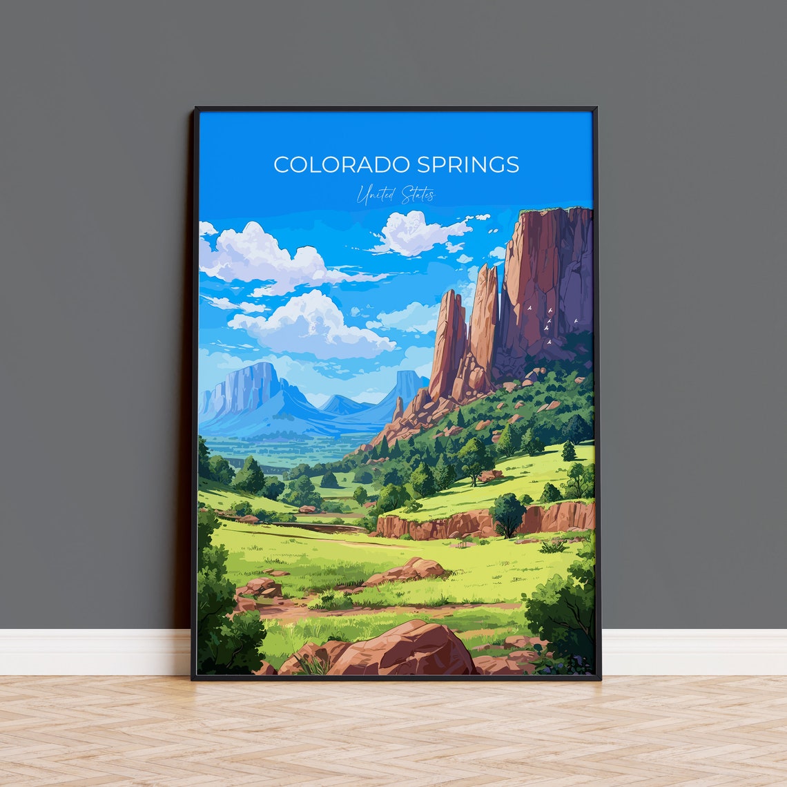 Colorado Springs Travel Print Travel Poster Of Colorado Springs Colorado Usa Colorado Springs Travel Gift