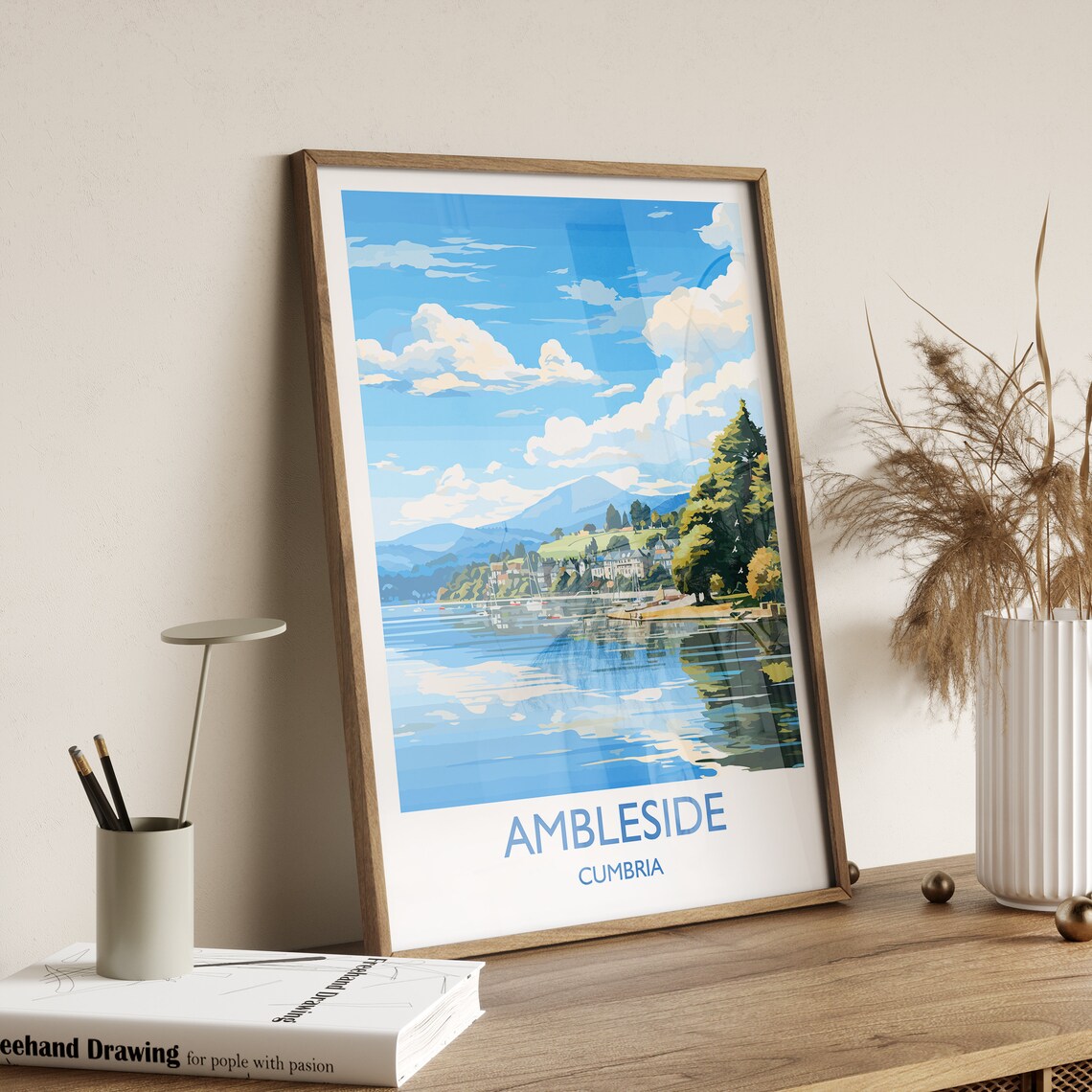Ambleside Travel Poster, Lake District Art Print - Image 3