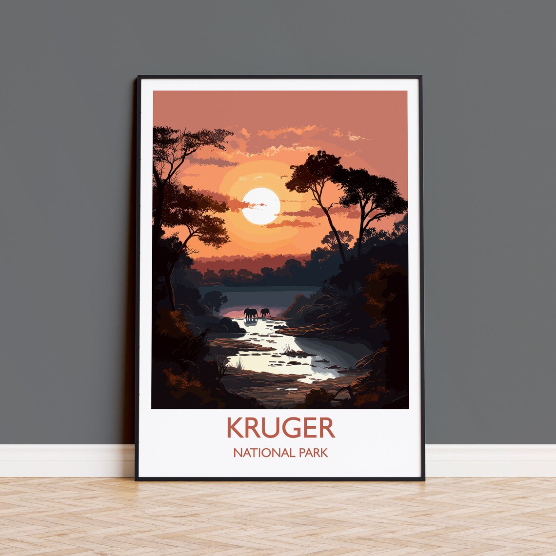 Kruger Travel Poster, South Africa Sunset Print