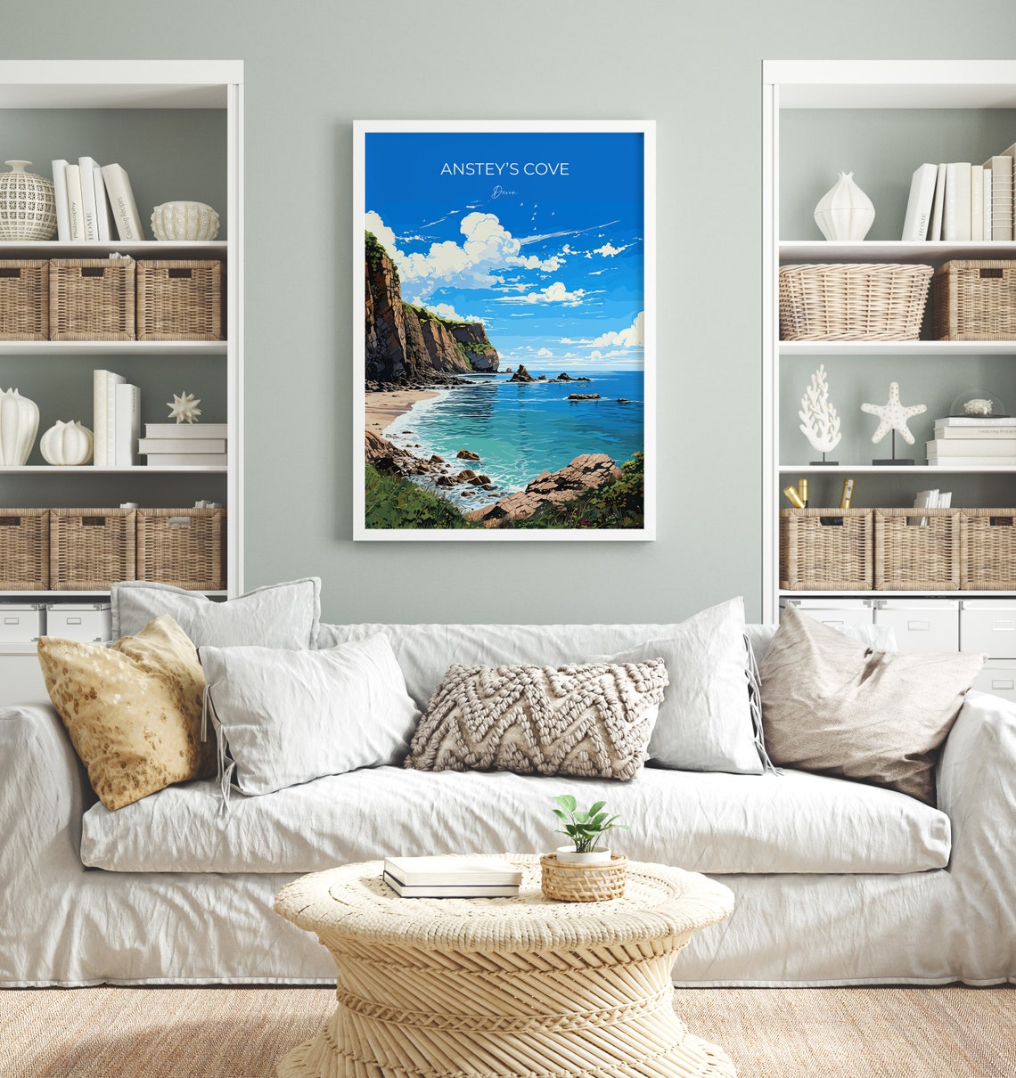 Ansteys Cove Devon Seaside Cliffs Rocky Shore Ocean Travel Poster - Image 4
