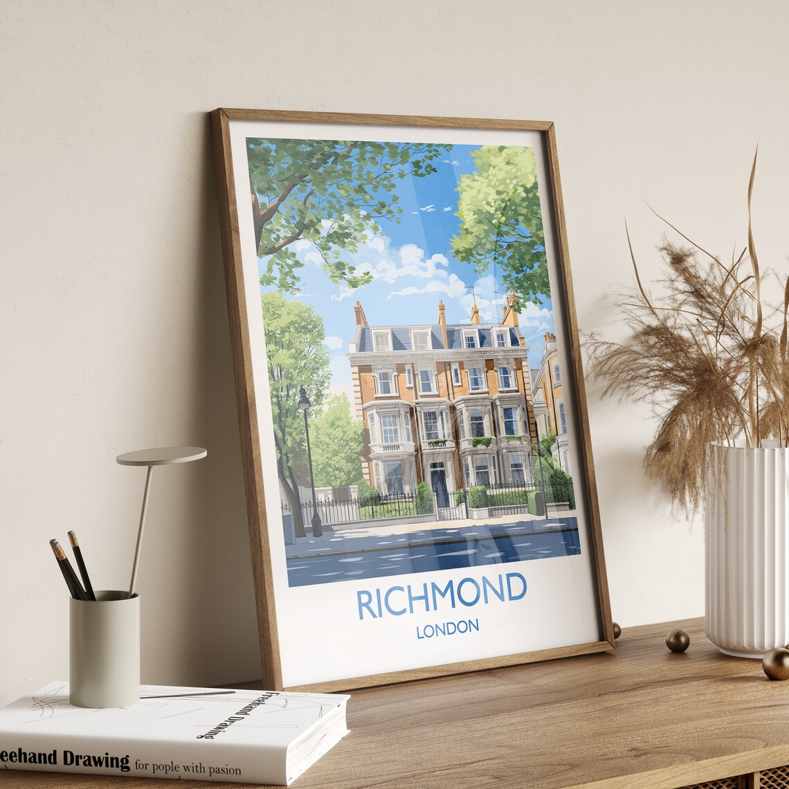 Richmond London Stately Terrace Houses Travel Poster Wall Decor - Image 3