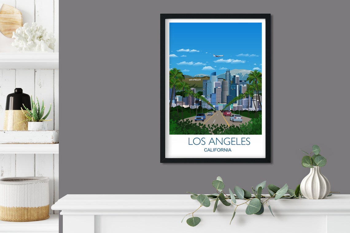 Los Angeles Travel Print Los Angeles Travel Poster City Of Los Angeles California Usa Usa Travel Poster Los Angeles Cityscape - Image 3