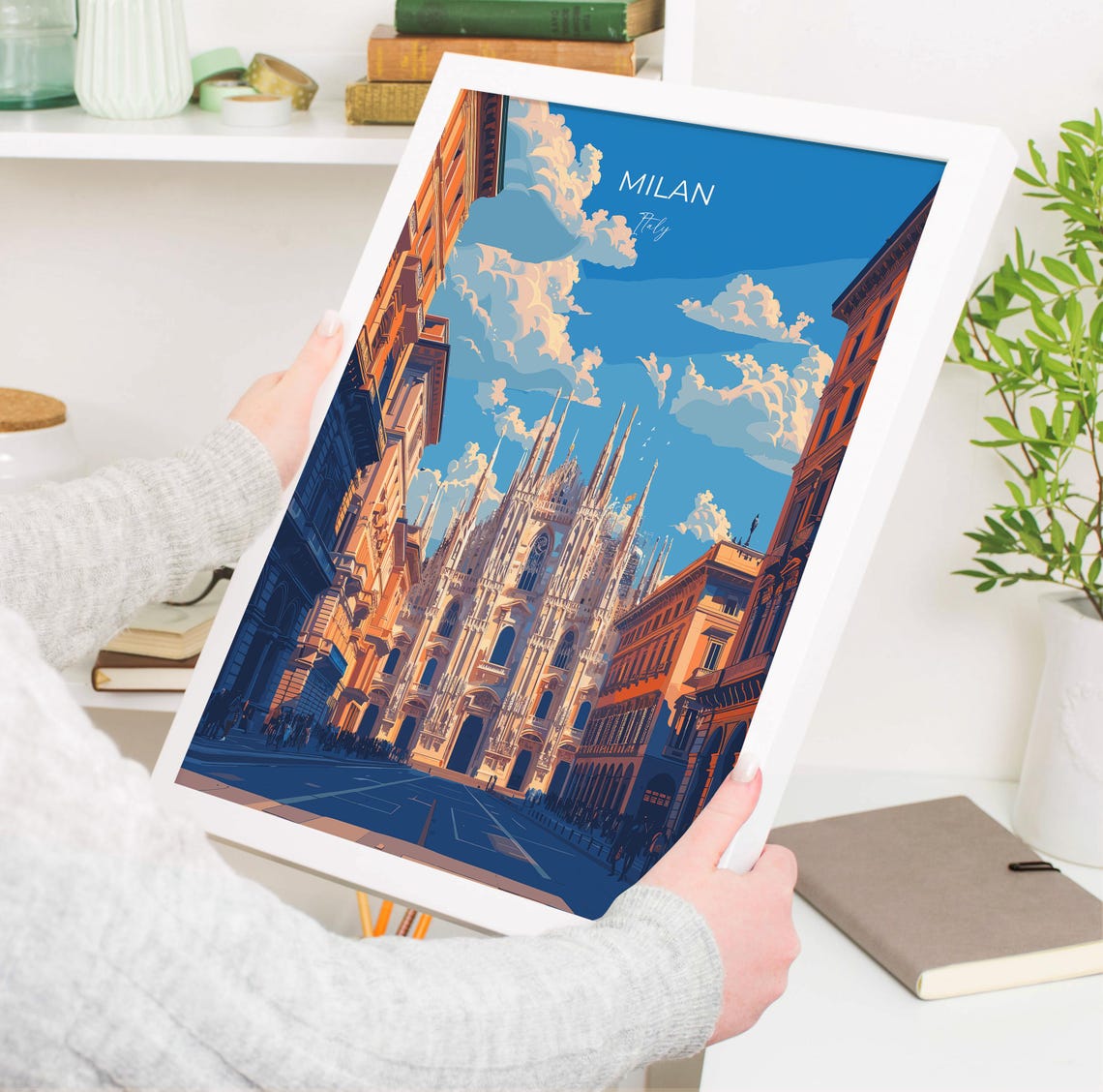 Milan Travel Print Wall Art Travel Poster Of Milan Milan Art Lovers Gift Italy Italian City Art Gift - Image 3