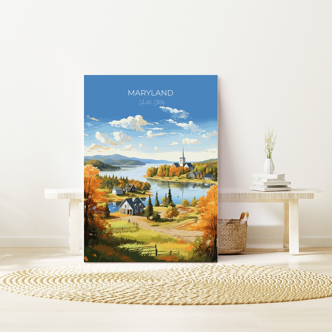 Maryland Print Travel Poster Of Maryland Maryland State Maryland Art Gift Usa Travel Gift - Image 3