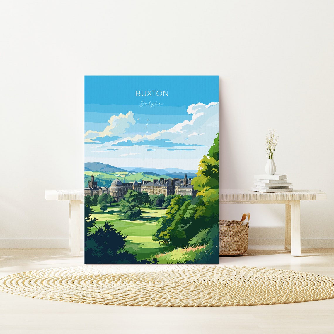 Buxton Derbyshire Historic Crescent Architecture Travel Poster - Image 3