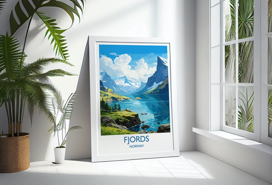 Fjords Norway Travel Poster, Europe Wall Art Print - Image 3