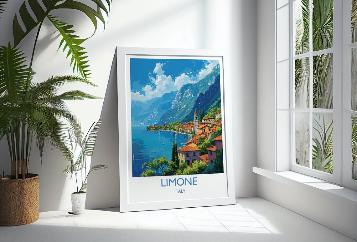 Limone Italy Lake Garda Village Mountain Lakeside Travel Poster - Image 3