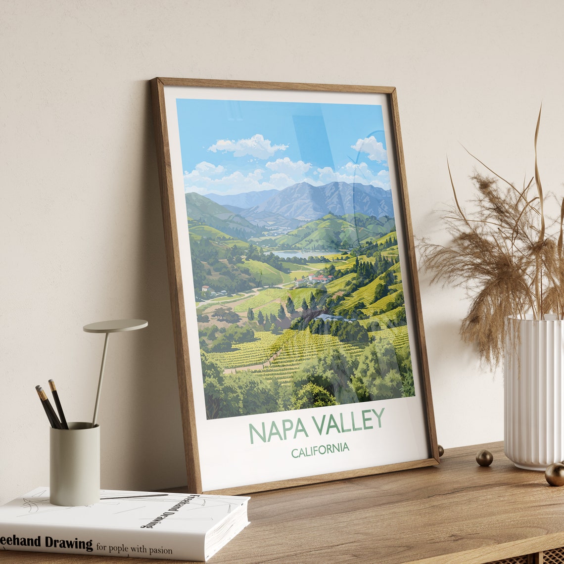Napa Valley California Rolling Vineyard Hills Wine Country Poster - Image 3