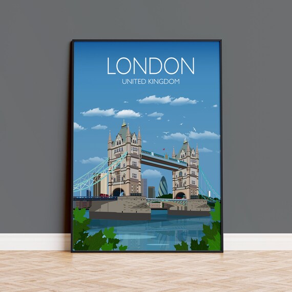 London United Kingdom Tower Bridge Daytime City Scene Art Poster
