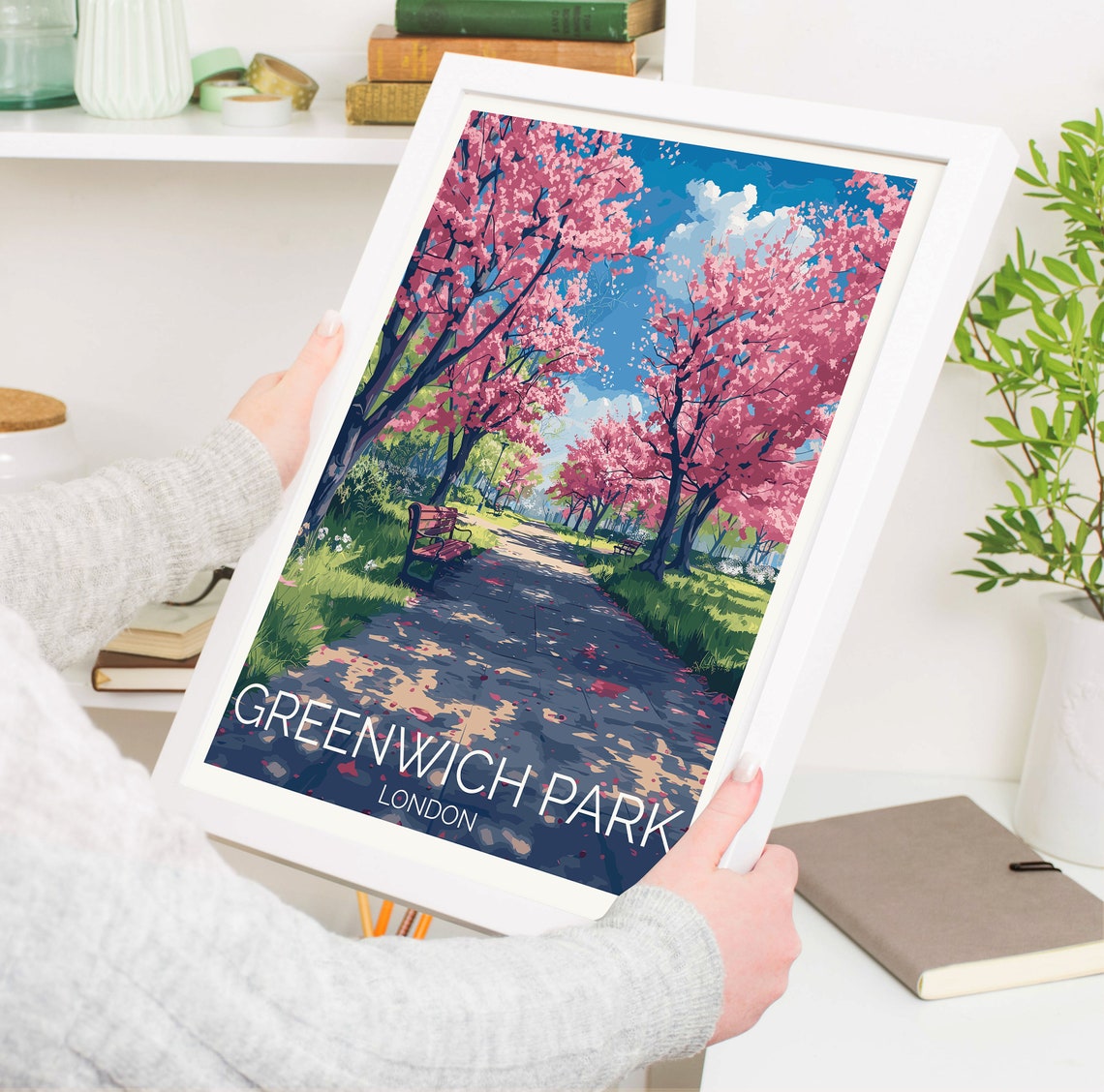 Greenwich Park London Cherry Blossom Avenue Spring Travel Poster - Image 5