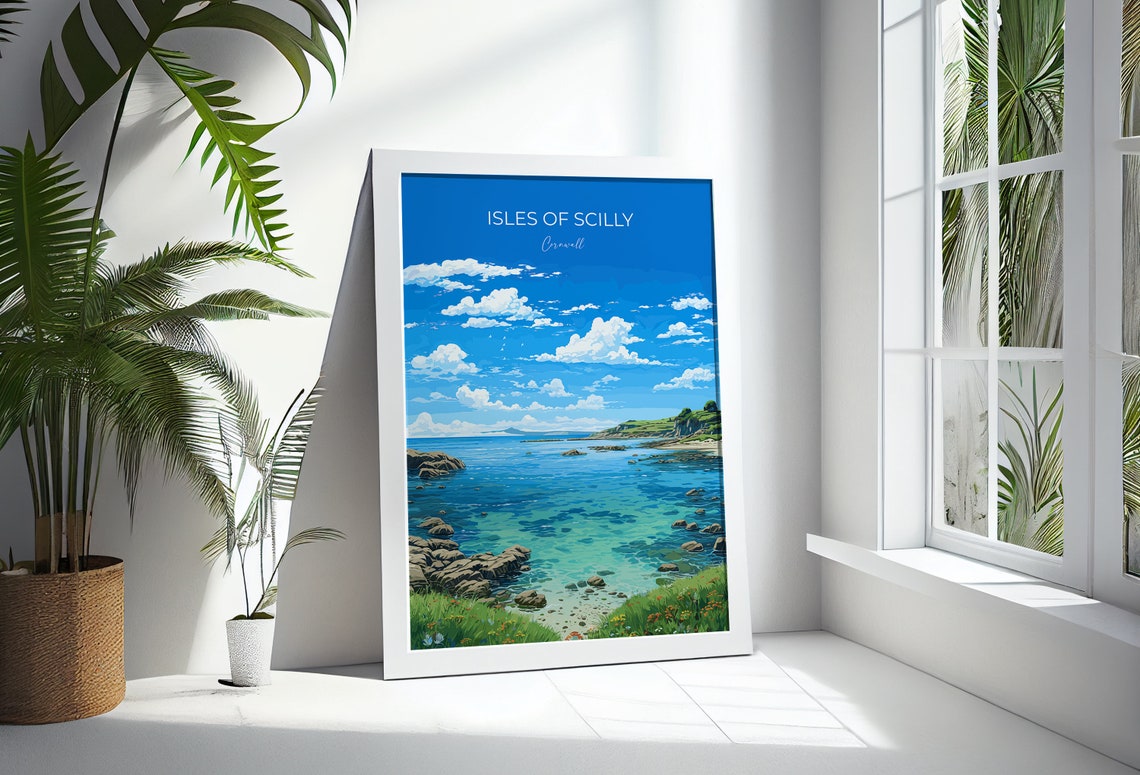 Isles Of Scilly Travel Print Travel Poster Of Isles Of Scilly England Cornwall Art Isles Of Scilly Art Lovers Gift Wall Art Print - Image 3