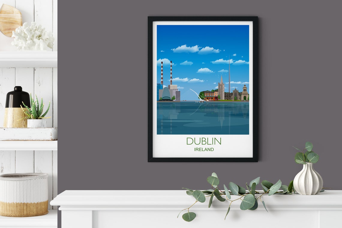 Dublin Ireland Harbor Skyline Bridge Modern City Travel Poster - Image 3
