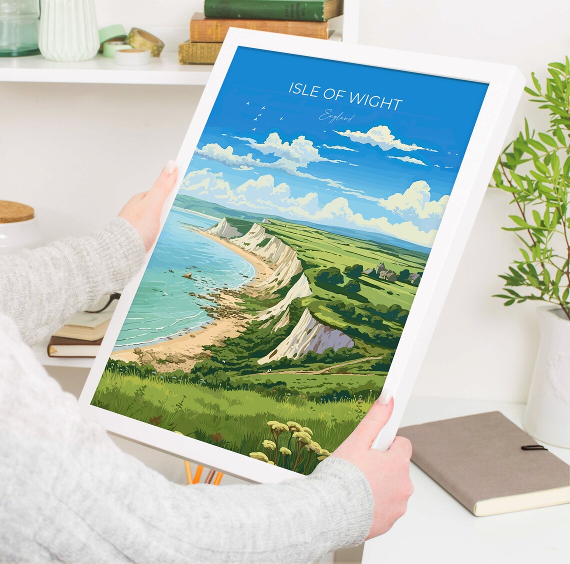 Isle of Wight England Green Cliffs Rugged Coastline Art Poster - Image 5