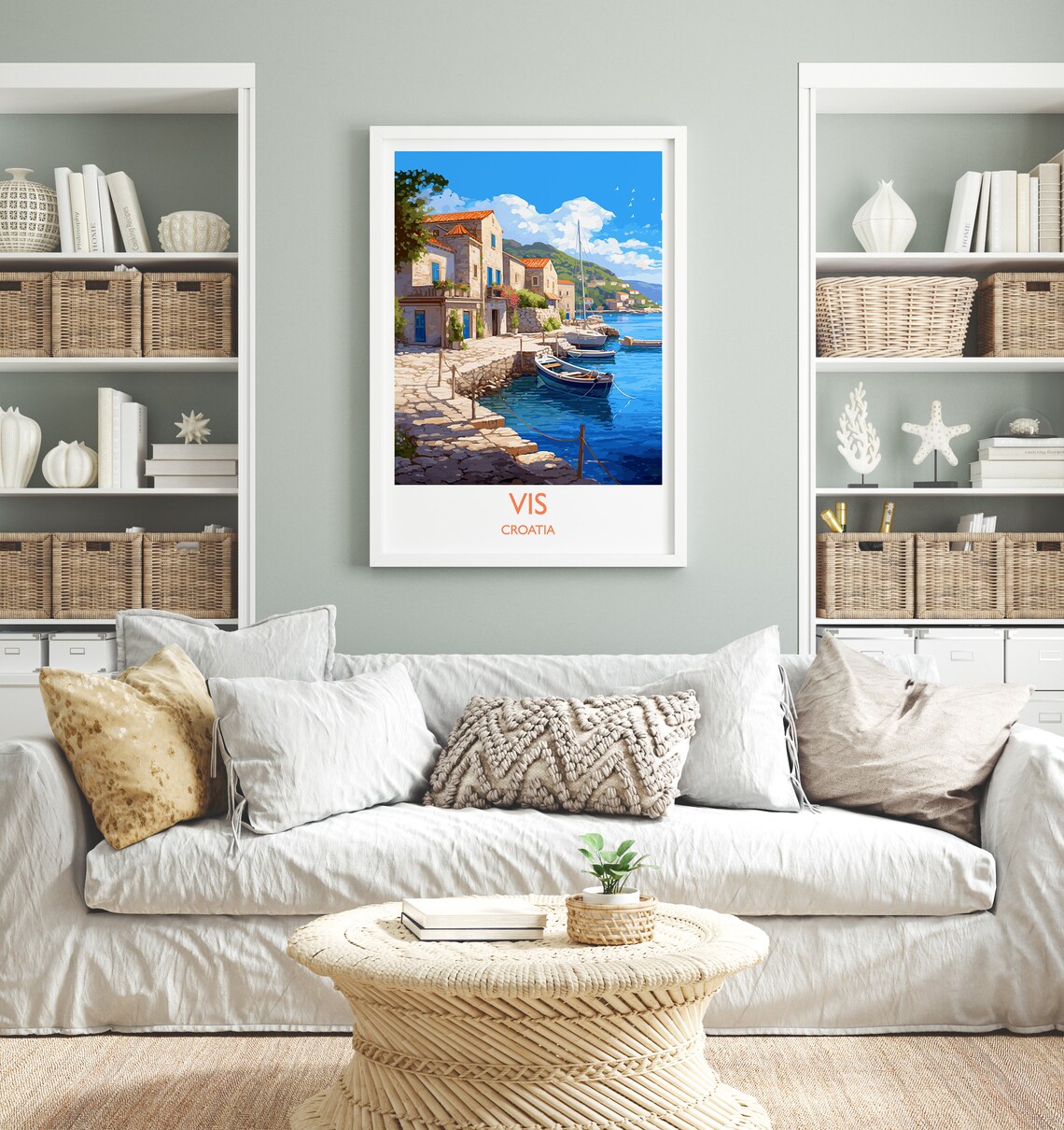 Vis Croatia Adriatic Stone Waterfront Boats View Travel Poster - Image 4