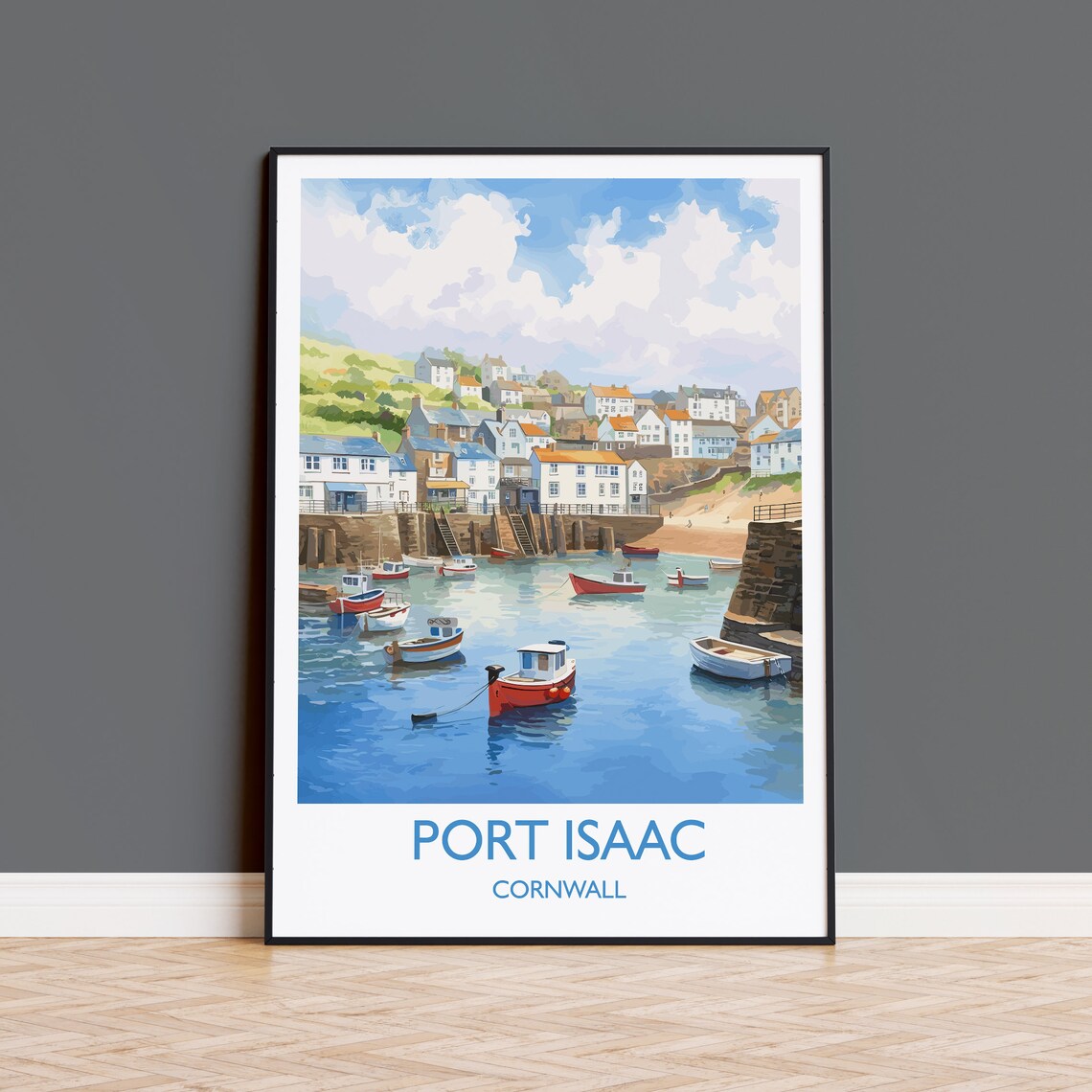 Port Isaac Travel Poster, Cornwall England Art Print