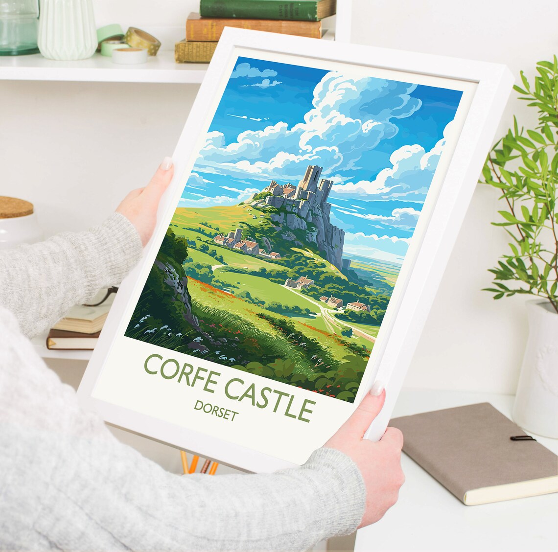 Corfe Castle Travel Poster, Dorset England - Image 5