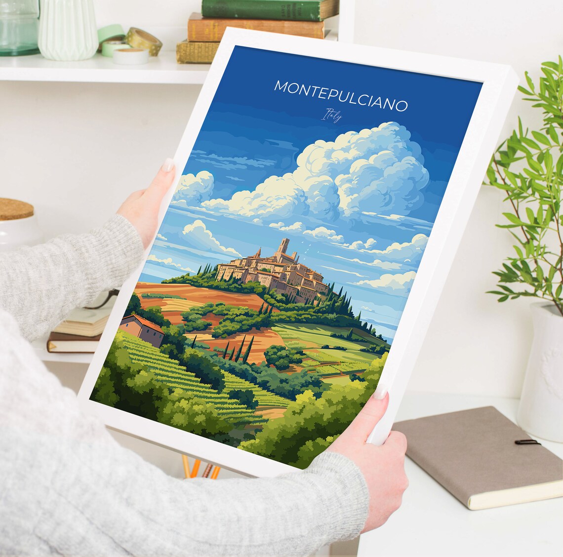 Montepulciano Italy Vineyard Hillside Town View Travel Poster - Image 5