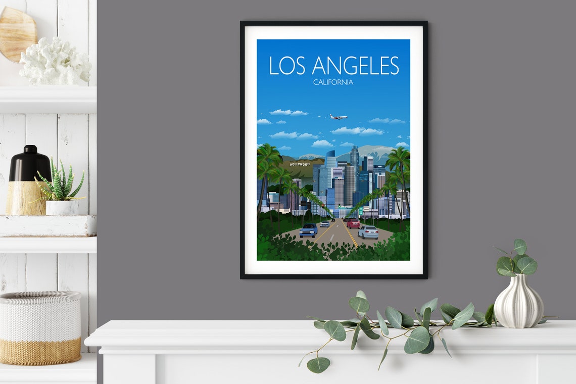 Travel Poster Of Los Angeles Travel Print Of Los Angeles City Of Los Angeles California Usa Usa Travel Poster Los Angeles Cityscape - Image 3