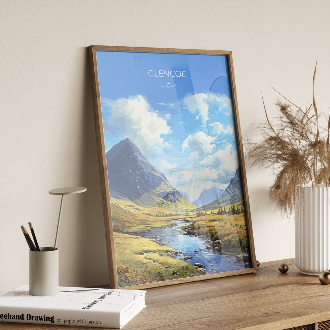 Glencoe Scotland Dramatic Mountain Valley River Scene Poster - Image 2