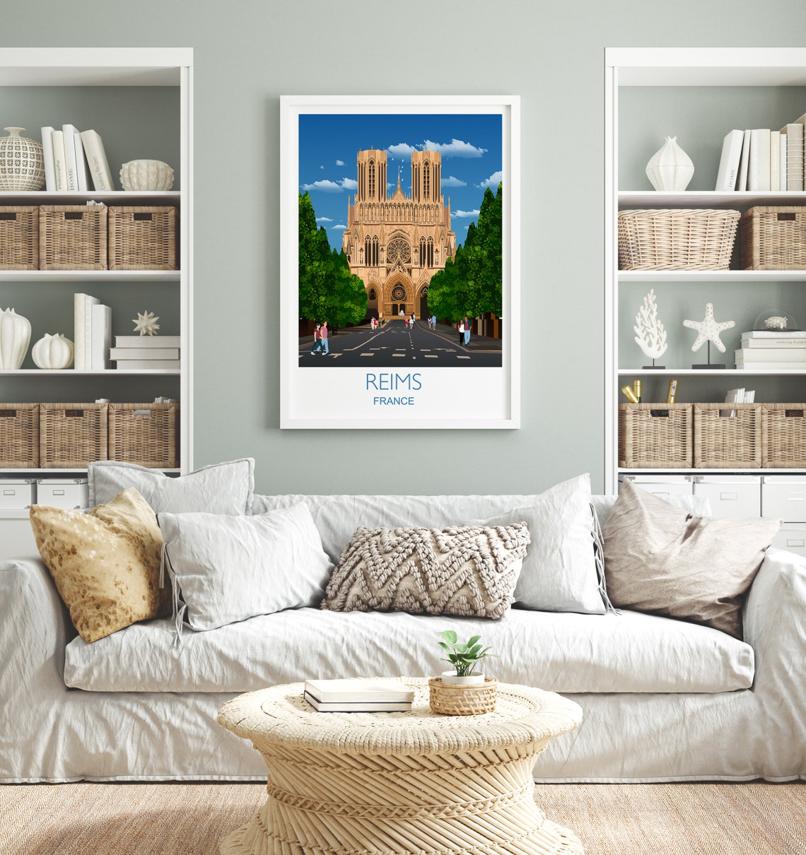 Reims Travel Print Travel Poster Of Reims France Reims Art Lovers Gift France City Wall Art Print - Image 4