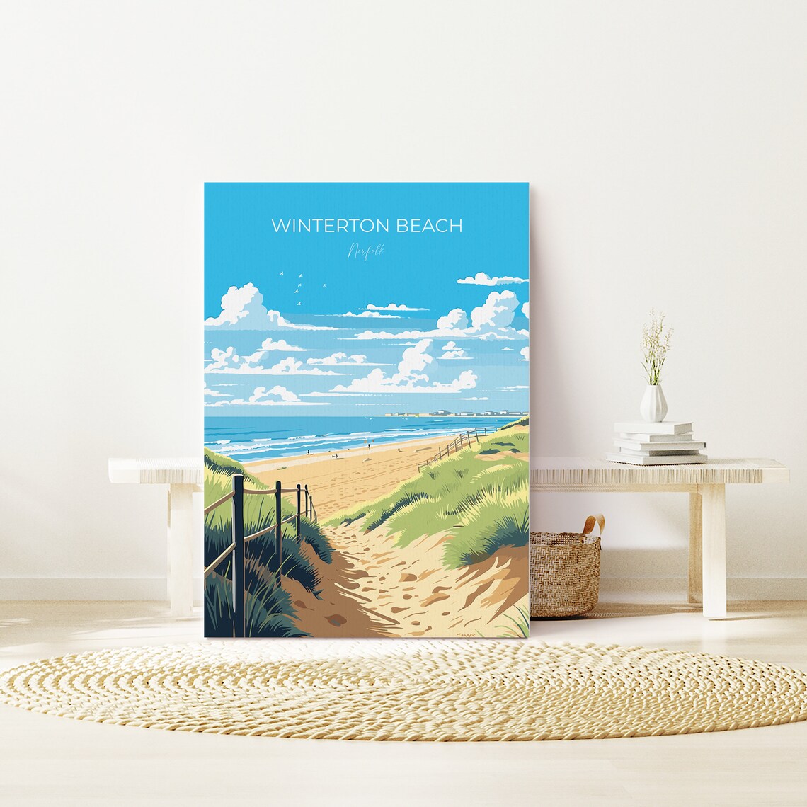 Winterton Beach Norfolk Dune Path Coastal Walk Illustration Poster - Image 3
