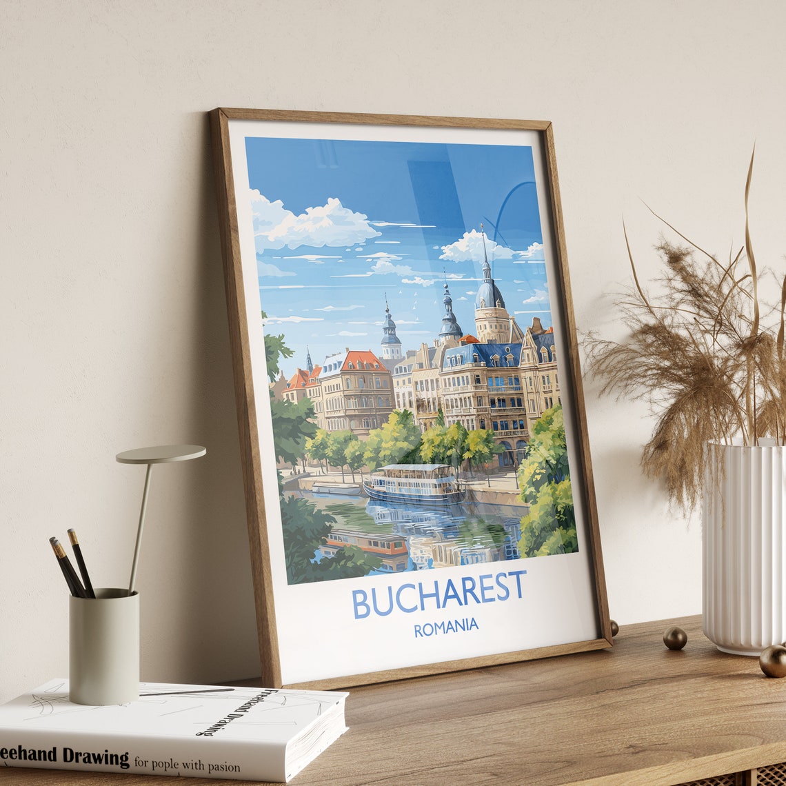 Bucharest Romania Riverfront Belle Epoque Vintage Travel Poster - Image 3