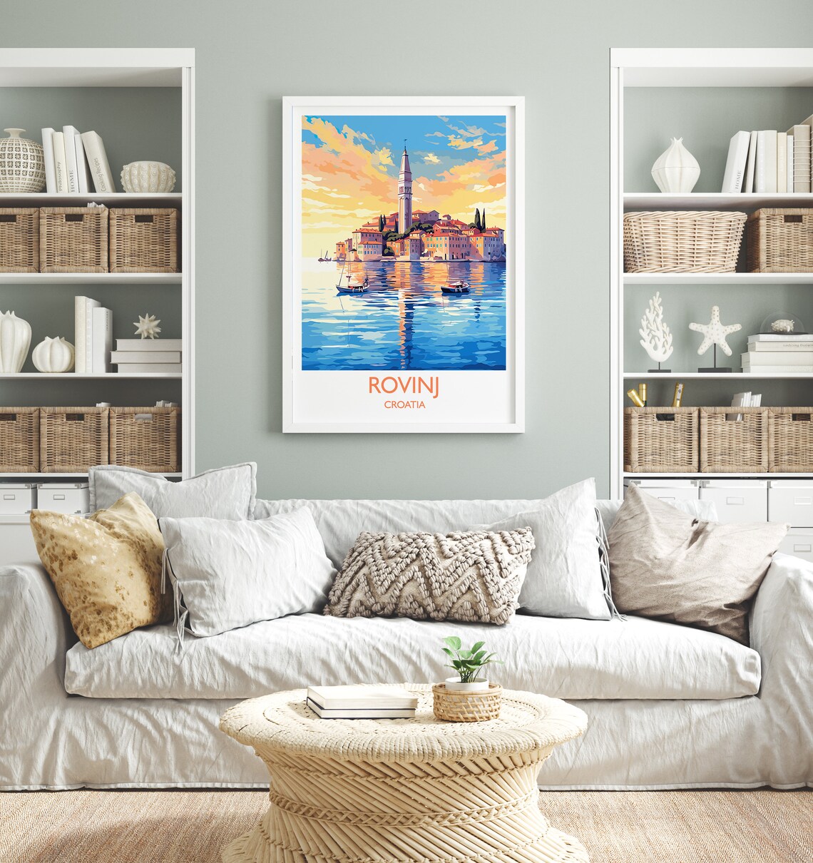 Rovinj Croatia Old Town Golden Bell Tower Harbor Scene Art Poster - Image 4