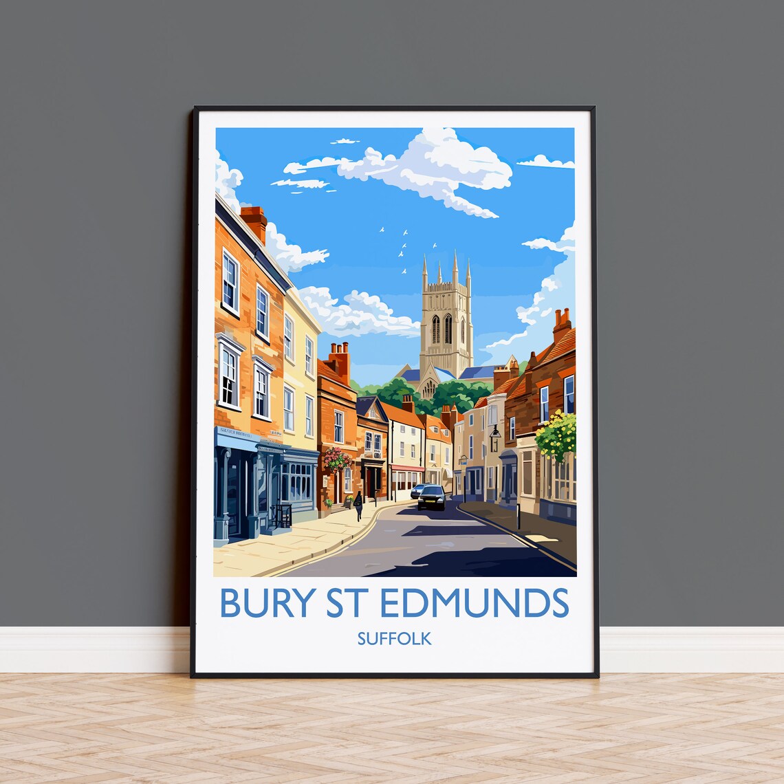 Bury St Edmunds Travel Poster, Suffolk England