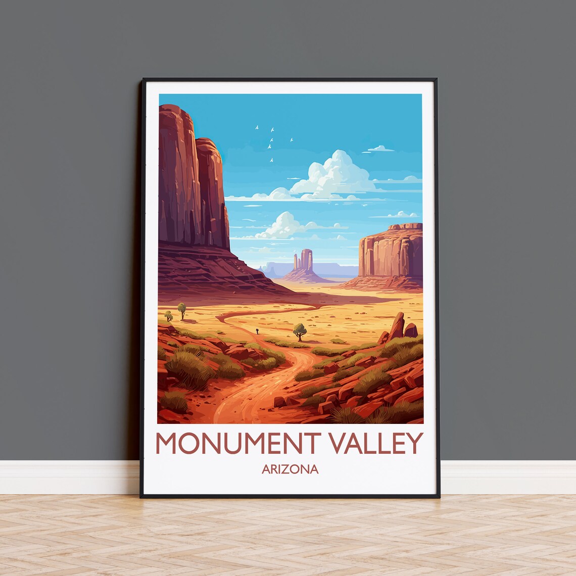 Monument Valley Arizona Red Rock Buttes Desert Road Travel Poster