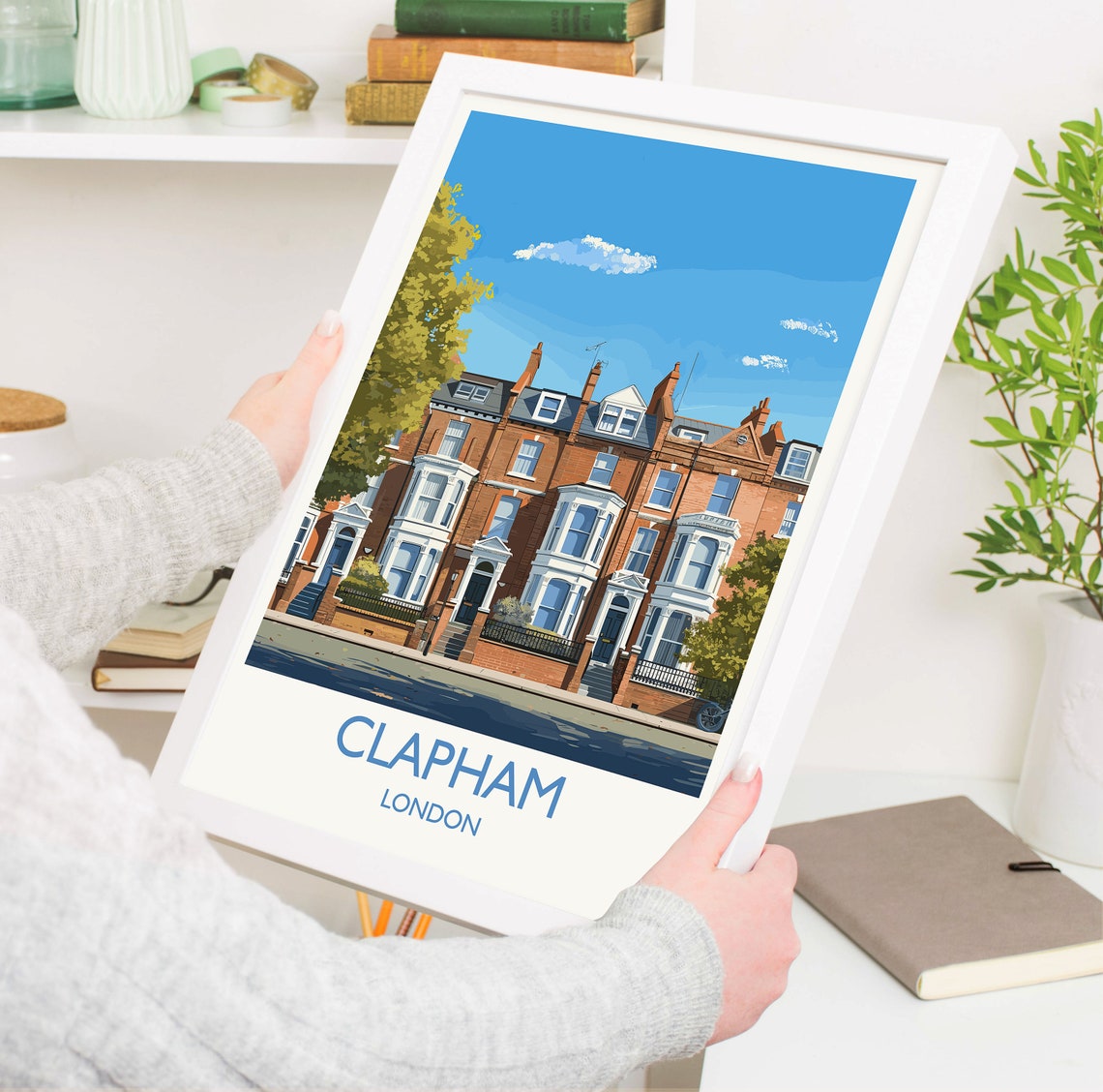 Clapham London Victorian Red Brick Terraces Travel Poster Wall Decor - Image 5
