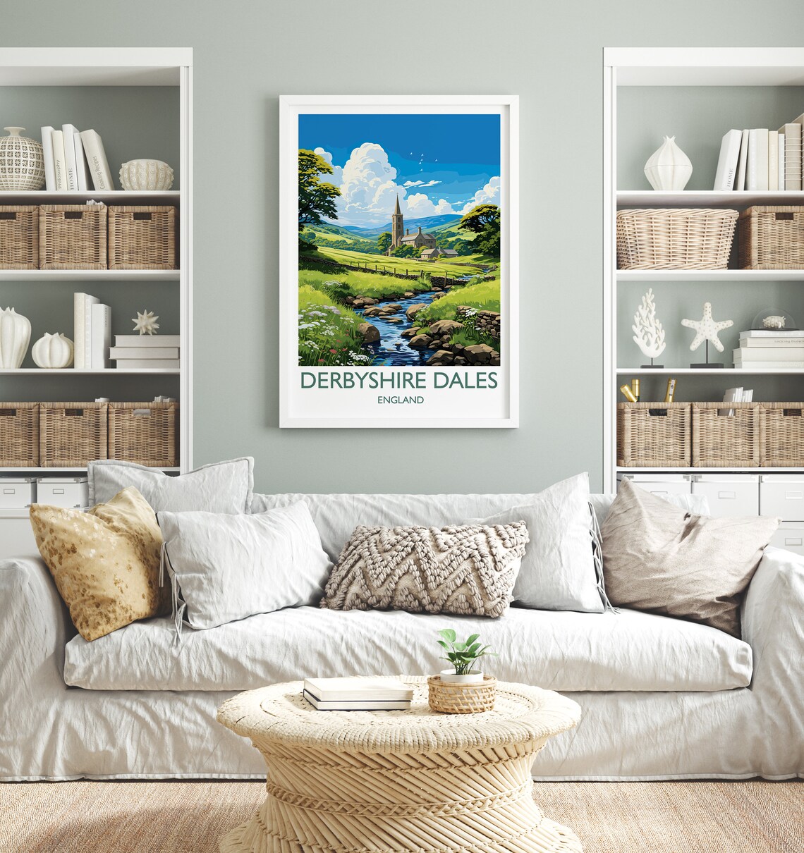 Derbyshire Dales England Riverside Village Church Travel Poster - Image 4