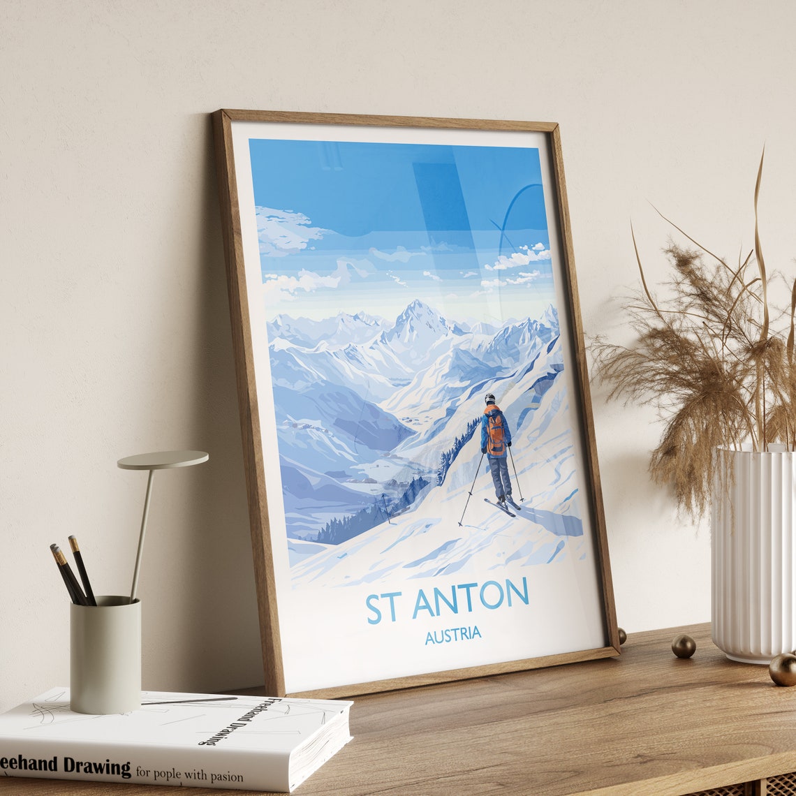St Anton Wall Art Travel Poster Travel Print Of St Anton Ski Poster St Anton Art Gift Austria Ski Art Travel Lovers Gift - Image 3