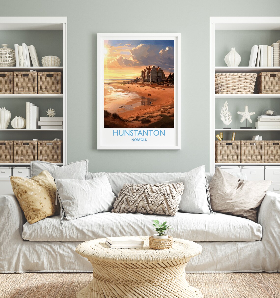 Hunstanton Beach Norfolk Sunset Over Grand Hotel Travel Poster - Image 4