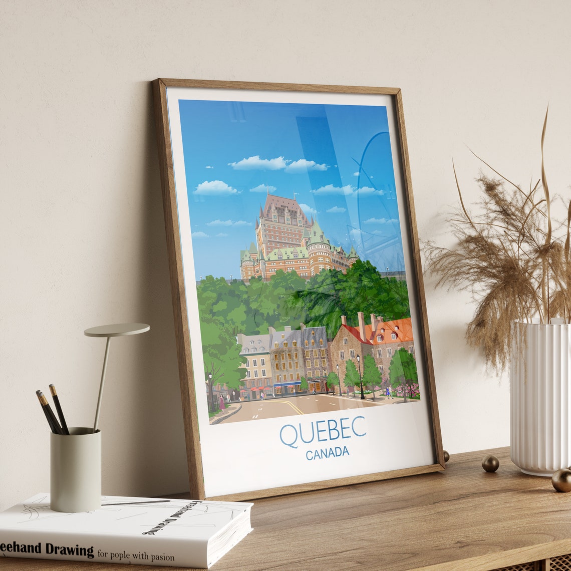 Travel Poster Of Quebec Travel Print Of Quebec City Of Quebec Canada Canada Travel Poster Quebec Cityscape - Image 2