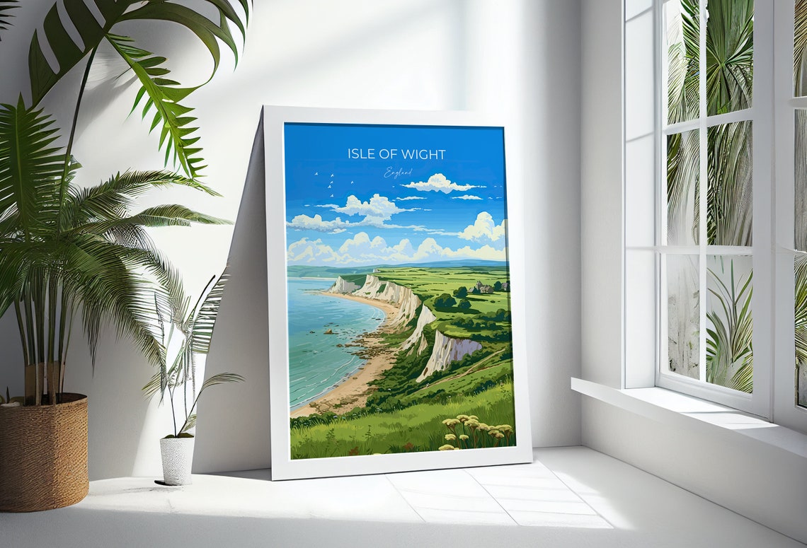 Isle Of Wight Travel Poster Wall Art Isle Of Wight Travel Print English Coastal Art Isle Of Wight Gift Art Lovers Gift - Image 3