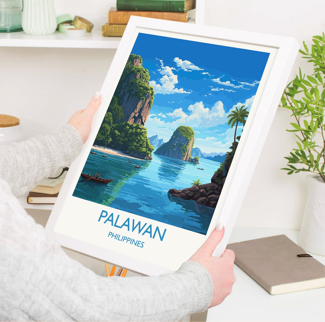 Palawan Philippines Limestone Cliffs Lagoon Travel Poster Wall Decor - Image 5