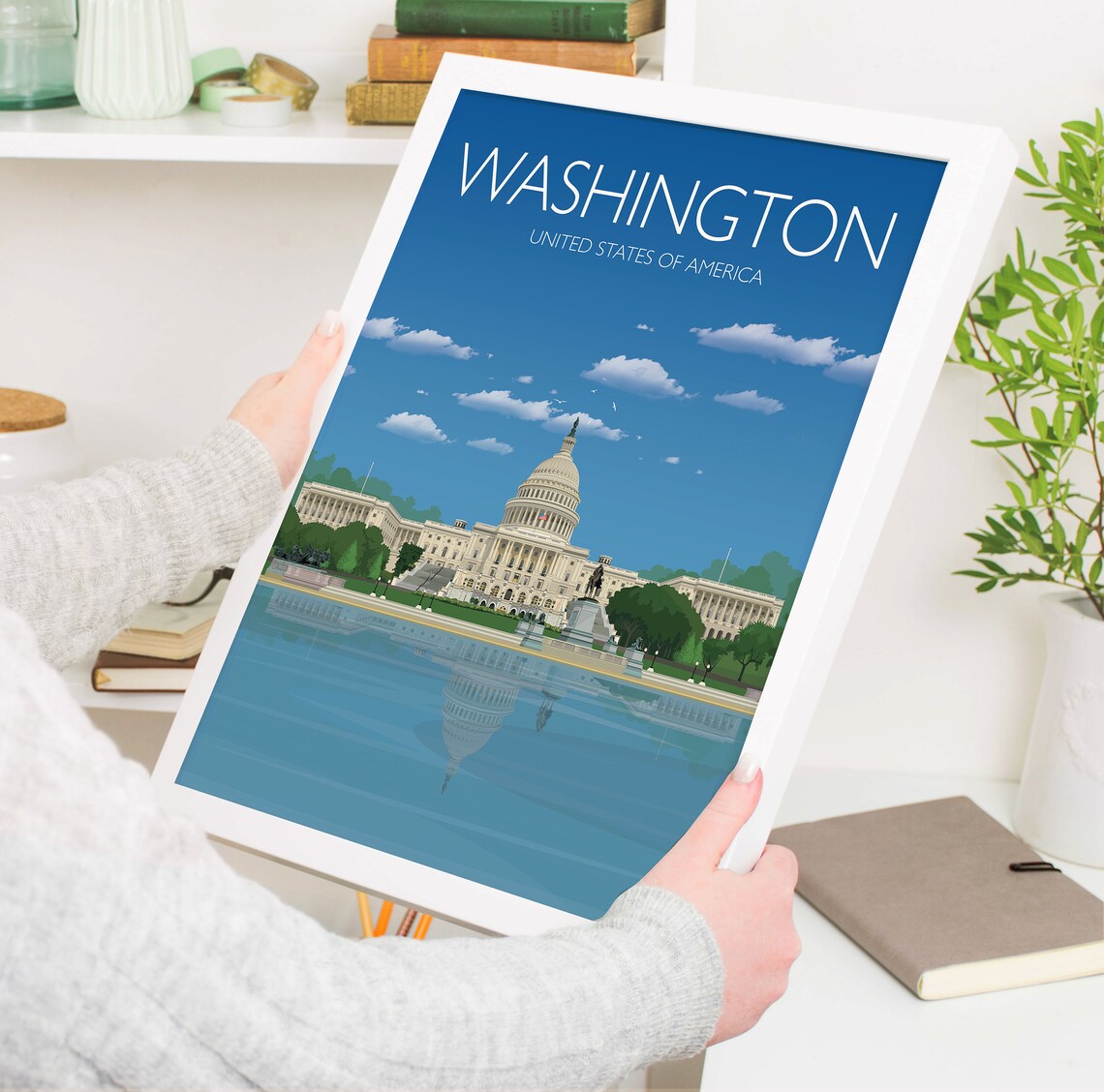 Washington DC US Capitol Reflecting Pool Landmark Travel Poster - Image 5