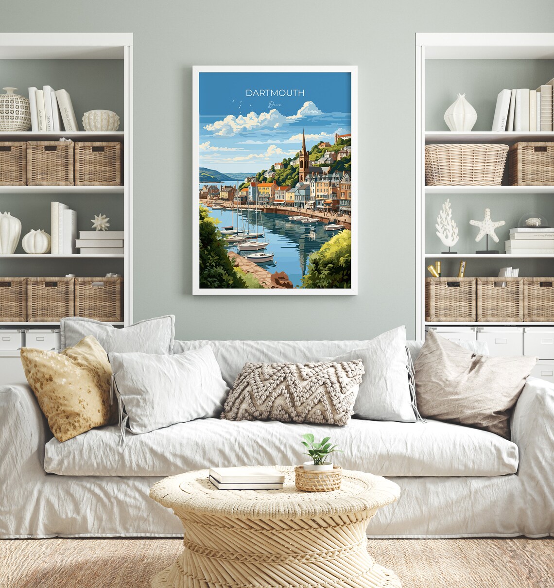 Dartmouth Devon Colorful Harbor Town And Church Travel Poster - Image 4