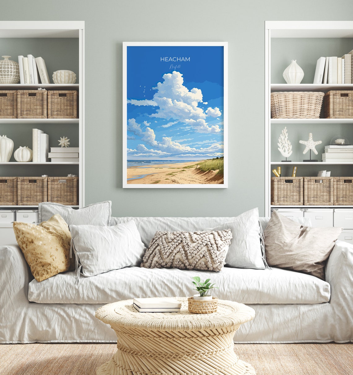 Heacham Norfolk Sandy Beach Dunes Seascape View Travel Poster - Image 4