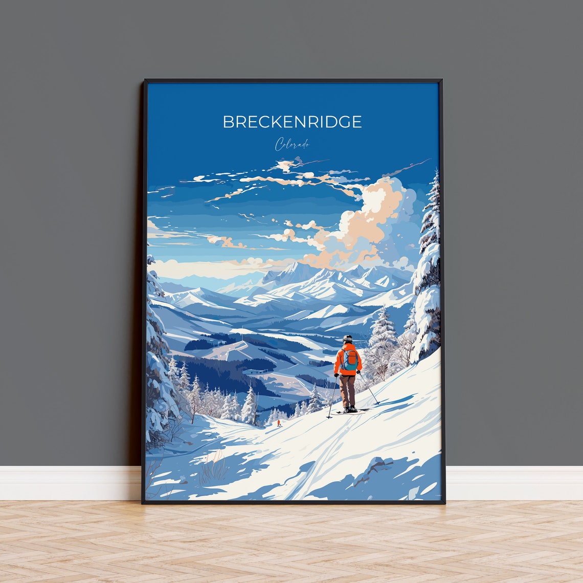 Breckenridge Colorado Ski Resort Snowy Mountain Panorama Poster