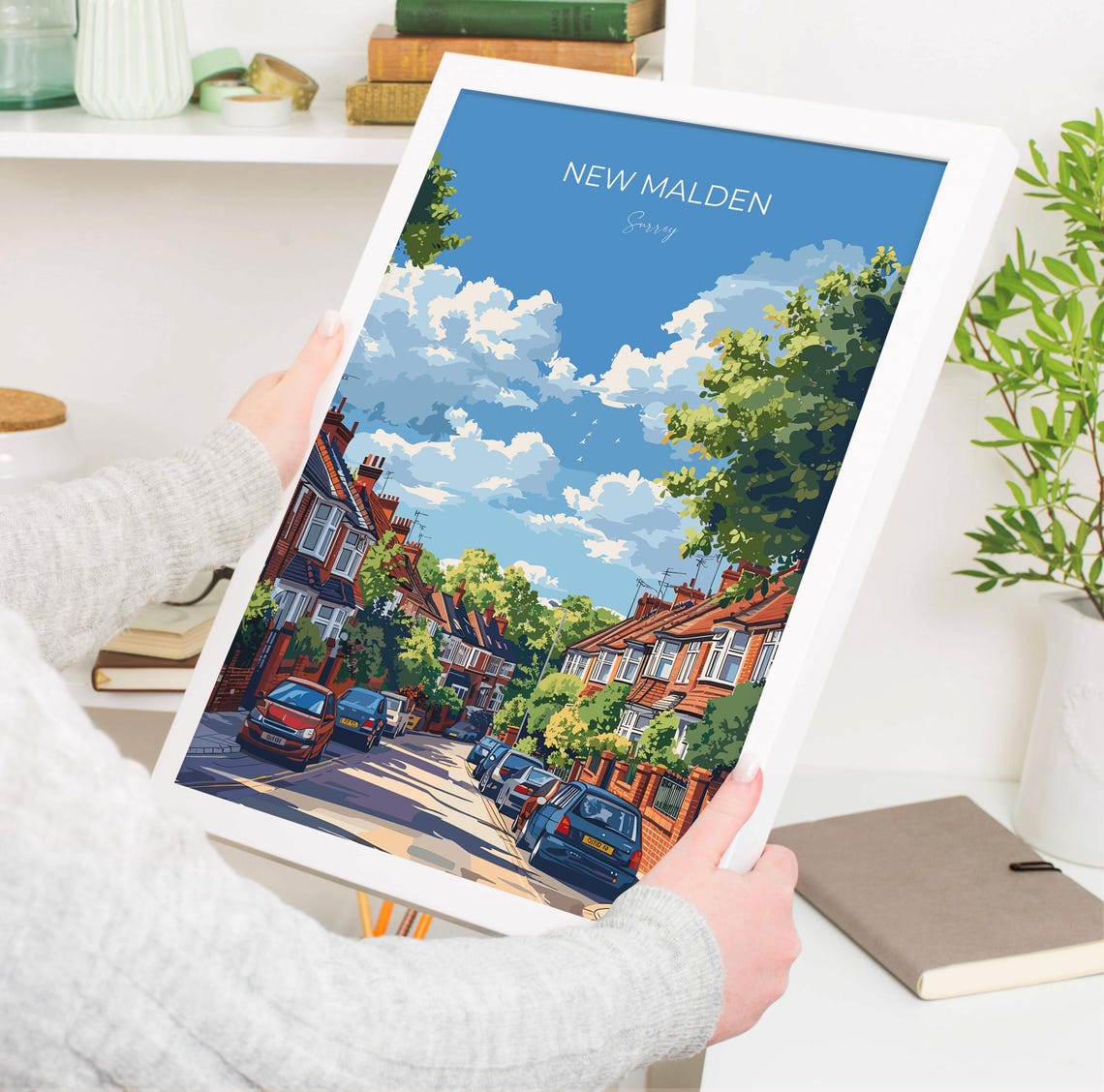 New Malden Surrey Victorian Brick Terraced Street Travel Poster - Image 3
