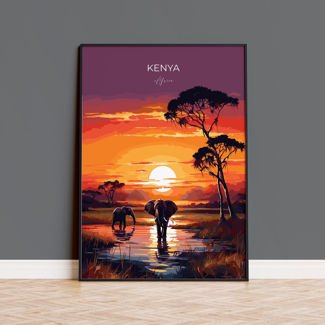 Kenya Travel Print Travel Poster Of Kenya Kenya Gift Kenya Sunset Africa Africa Art Gift Wall Art Print