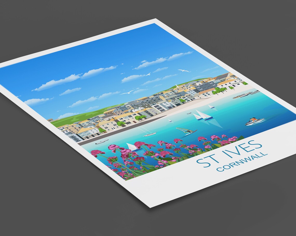 St Ives Travel Poster, Cornwall UK Travel Print - Image 2