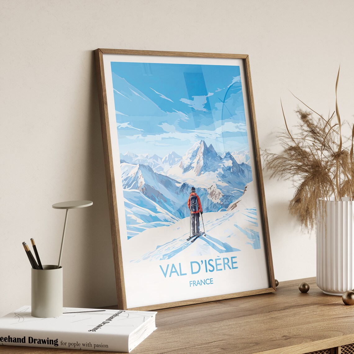 Val d'Isere France Glacier Skier Winter Mountain Travel Poster - Image 3