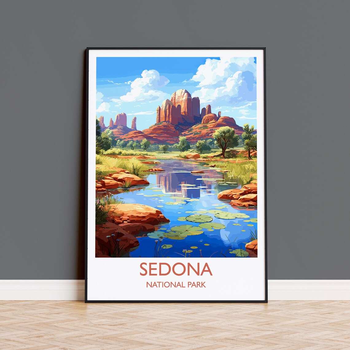 Sedona National Park Red Rock Buttes Desert Creek Art Poster